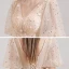 Style Victorien Champagne Robe De Soirée 2020 Princesse Col v profond Gonflée 1/2 Manches Appliques En Dentelle Perlage Paillettes Longue Volants Dos Nu Robe De Ceremonie