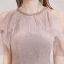 Elegant Blushing Pink Evening Dresses  2020 A-Line / Princess Scoop Neck Short Sleeve Beading Sash Glitter Tulle Floor-Length / Long Ruffle Backless Formal Dresses