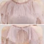Elegant Blushing Pink Evening Dresses  2020 A-Line / Princess Scoop Neck Short Sleeve Beading Sash Glitter Tulle Floor-Length / Long Ruffle Backless Formal Dresses