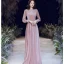 Style Victorien Rougissant Rose Hiver Robe De Soirée 2020 Princesse Transparentes Col Haut Gonflée Manches Longues Perlage Longue Volants Dos Nu Robe De Ceremonie
