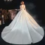 Illusion Ivory Satin See-through Bridal Wedding Dresses 2020 Ball Gown Scoop Neck Short Sleeve Backless Appliques Lace Beading Chapel Train Ruffle