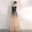 Élégant Bleu Marine Dégradé De Couleur Champagne Robe De Soirée 2020 Princesse Bretelles Spaghetti Sans Manches Perlage Glitter Tulle Longue Volants Dos Nu Robe De Ceremonie