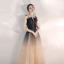 Élégant Bleu Marine Dégradé De Couleur Champagne Robe De Soirée 2020 Princesse Bretelles Spaghetti Sans Manches Perlage Glitter Tulle Longue Volants Dos Nu Robe De Ceremonie