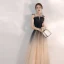 Élégant Bleu Marine Dégradé De Couleur Champagne Robe De Soirée 2020 Princesse Bretelles Spaghetti Sans Manches Perlage Glitter Tulle Longue Volants Dos Nu Robe De Ceremonie