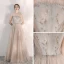 Elegante Champagner Abendkleider 2020 A Linie Bandeau Ärmellos Pailletten Perlenstickerei Lange Rüschen Rückenfreies Festliche Kleider