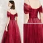 Chic / Belle Rouge Robe De Soirée 2020 Princesse De l'épaule Manches Courtes Perlage Glitter Tulle Longue Volants Dos Nu Robe De Ceremonie
