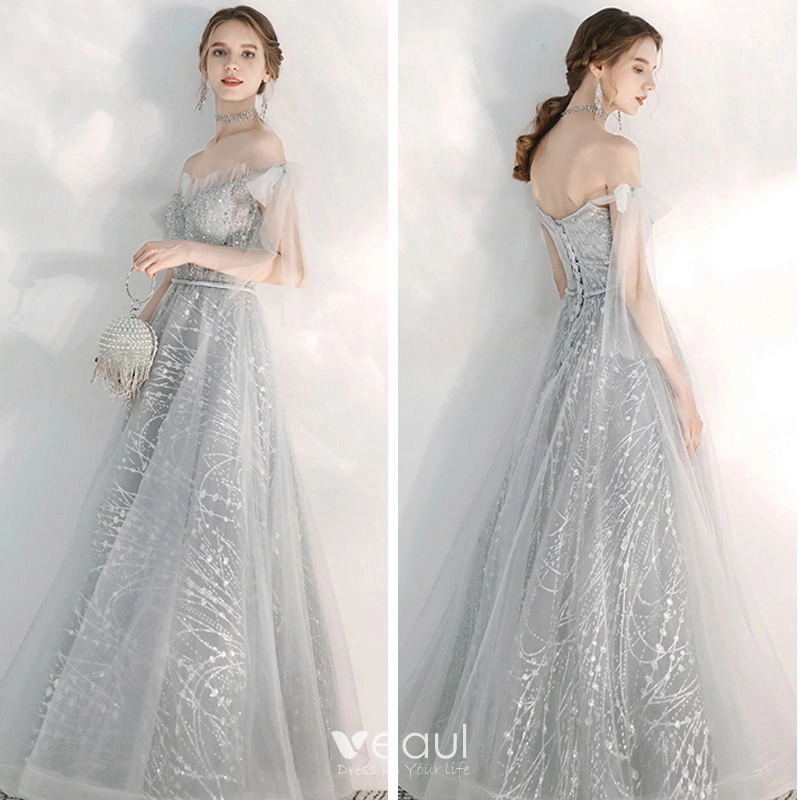 elegant silver ball gown