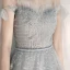 Elegant Silver Evening Dresses  2020 A-Line / Princess Off-The-Shoulder Short Sleeve Appliques Sequins Beading Floor-Length / Long Ruffle Backless Formal Dresses