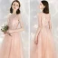 Chic / Beautiful Pearl Pink Homecoming Graduation Dresses 2020 A-Line / Princess Spaghetti Straps Sleeveless Appliques Flower Beading Glitter Tulle Ankle Length Ruffle Backless Formal Dresses