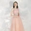 Chic / Beautiful Pearl Pink Homecoming Graduation Dresses 2020 A-Line / Princess Spaghetti Straps Sleeveless Appliques Flower Beading Glitter Tulle Ankle Length Ruffle Backless Formal Dresses