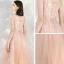 Chic / Beautiful Pearl Pink Homecoming Graduation Dresses 2020 A-Line / Princess Spaghetti Straps Sleeveless Appliques Flower Beading Glitter Tulle Ankle Length Ruffle Backless Formal Dresses