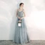 Elegant Sky Blue Evening Dresses  2020 A-Line / Princess Spaghetti Straps Sleeveless Appliques Flower Floor-Length / Long Ruffle Beading Backless Formal Dresses