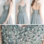 Elegant Sky Blue Evening Dresses  2020 A-Line / Princess Spaghetti Straps Sleeveless Appliques Flower Floor-Length / Long Ruffle Beading Backless Formal Dresses