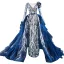 Luxe Bleu Roi Tapis rouge Robe De Soirée 2020 Princesse Transparentes Col v profond Manches Longues Appliques Paillettes Tribunal Train Volants en Cascade Dos Nu Robe De Ceremonie