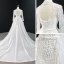 Luxus / Herrlich Weiß Perle Feder Brautkleider / Hochzeitskleider 2020 A Linie Stehkragen Lange Ärmel Rückenfreies Pailletten Abnehmbar Hof-Schleppe Rüschen