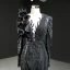 Luxe Noire Tapis rouge Robe De Soirée 2020 Trompette / Sirène Transparentes Col v profond Manches Longues Appliques Paillettes Tribunal Train Volants Robe De Ceremonie