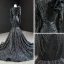Luxe Noire Tapis rouge Robe De Soirée 2020 Trompette / Sirène Transparentes Col v profond Manches Longues Appliques Paillettes Tribunal Train Volants Robe De Ceremonie