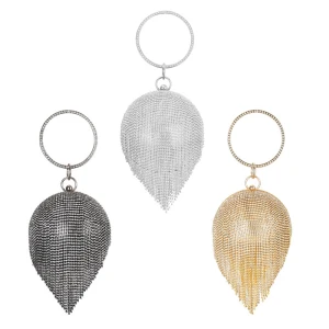 Mode Runde Clutch Tasche 2020 Metall Strass Quaste