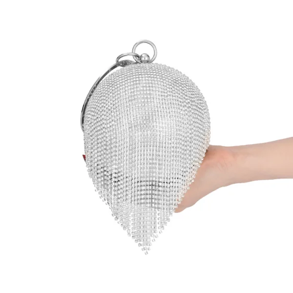 Fashion Round Clutch Bags 2020 Metal Rhinestone Tassel