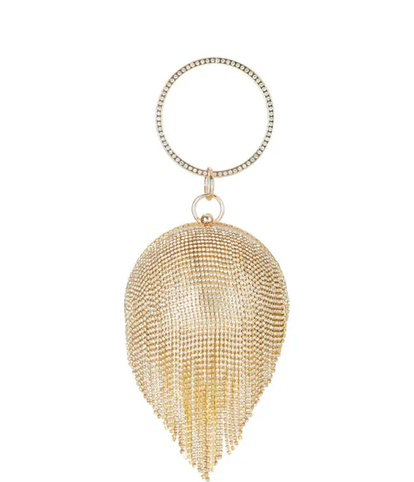 Fashion Round Clutch Bags 2020 Metal Rhinestone Tassel