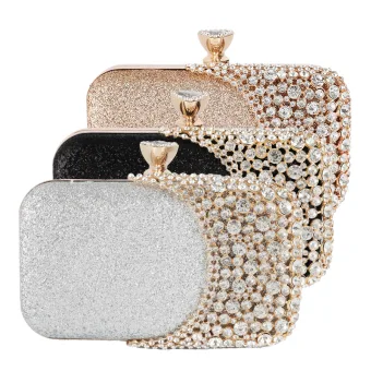 Fashion Glitter Square Clutch Bags 2020 Metal Rhinestone