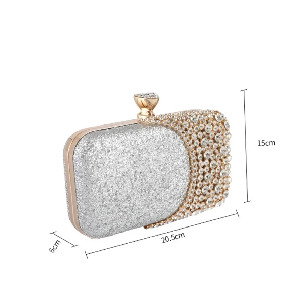 Mode Glitter Carrés Pochette 2020 Métal Faux Diamant