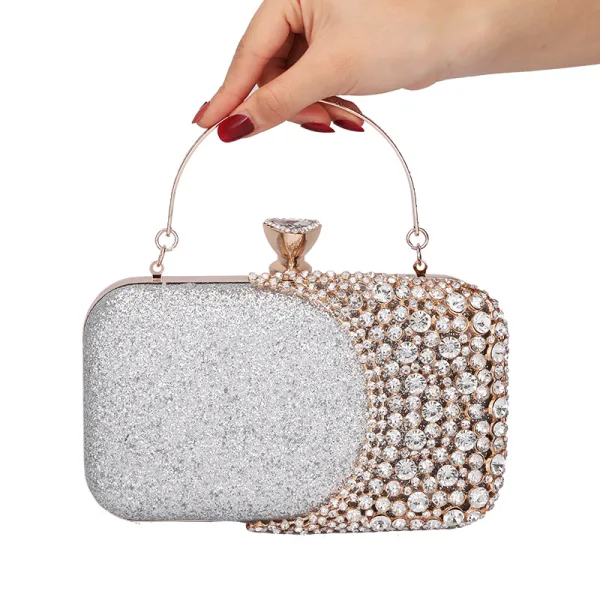 Mode Glitter Carrés Pochette 2020 Métal Faux Diamant