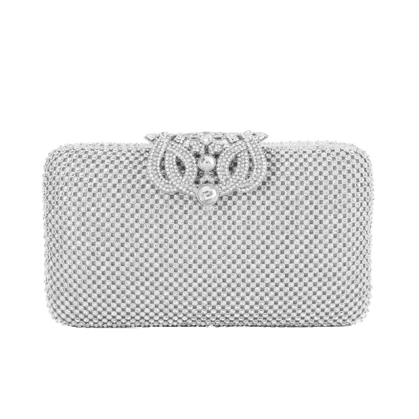 Chic / Beautiful Square Clutch Bags 2020 Metal Rhinestone Pearl