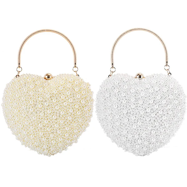 Unique Champagne Perle Forme de coeur Mariage Pochette 2020