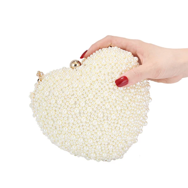 Unique Champagne Perle Forme de coeur Mariage Pochette 2020