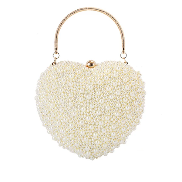 Unique Champagne Perle Forme de coeur Mariage Pochette 2020