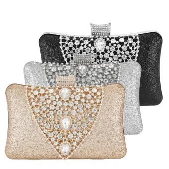 Chic Beautiful Rhinestone Square Glitter Clutch Bags 2020