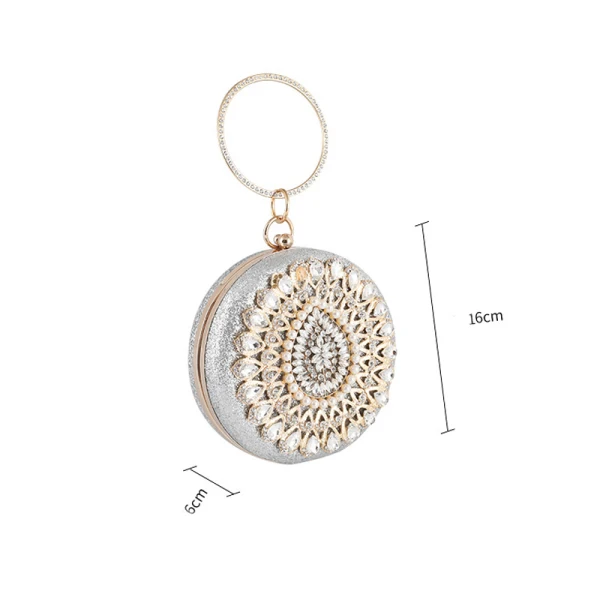 Traditionnel Ronds Glitter Pochette 2020 Métal Perle Faux Diamant