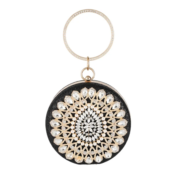 Traditionnel Ronds Glitter Pochette 2020 Métal Perle Faux Diamant