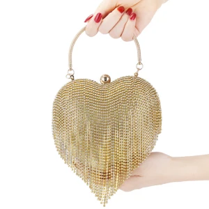Mode Gold Strass Quaste Herzförmig Clutch Tasche 2020