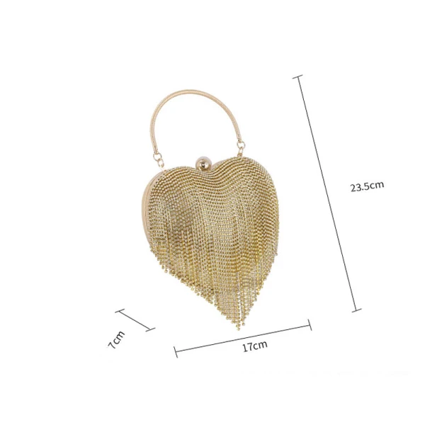 Mode Doré Faux Diamant Gland Forme de coeur Pochette 2020