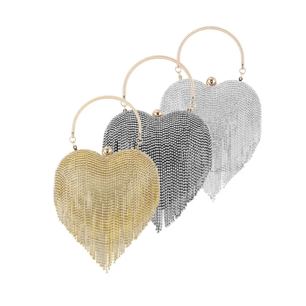 Mode Doré Faux Diamant Gland Forme de coeur Pochette 2020