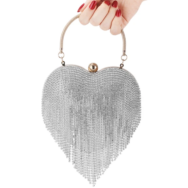 Mode Doré Faux Diamant Gland Forme de coeur Pochette 2020