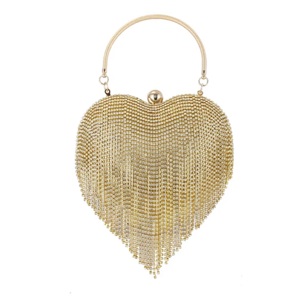 Mode Doré Faux Diamant Gland Forme de coeur Pochette 2020