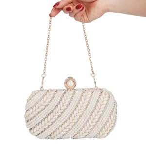 Elegante Zilveren Parel Rhinestone Vierkante Handtassen 2020
