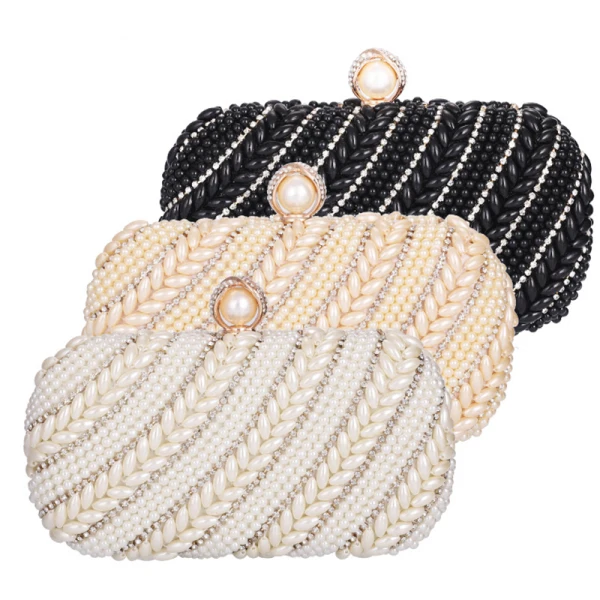 Élégant Argenté Perle Faux Diamant Carrés Pochette 2020