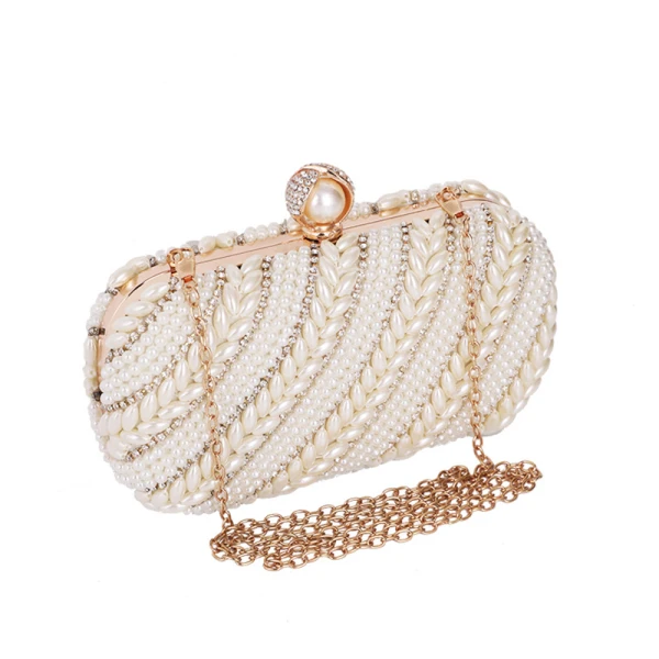 Élégant Argenté Perle Faux Diamant Carrés Pochette 2020