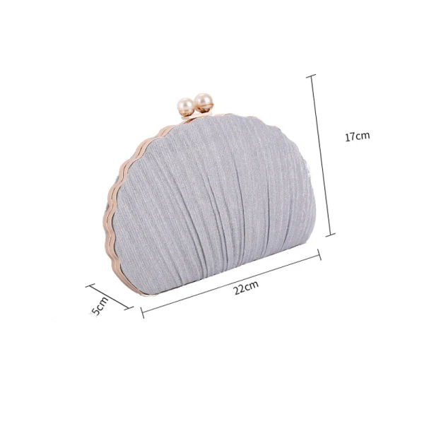 Chic / Beautiful Silver Ruffle Clutch Bags 2020 Metal Pearl