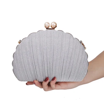 Chic Beautiful Silver Ruffle Clutch Bags 2020 Metal Pearl