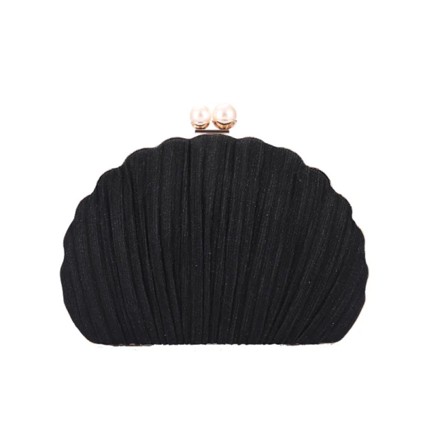 Chic / Beautiful Silver Ruffle Clutch Bags 2020 Metal Pearl
