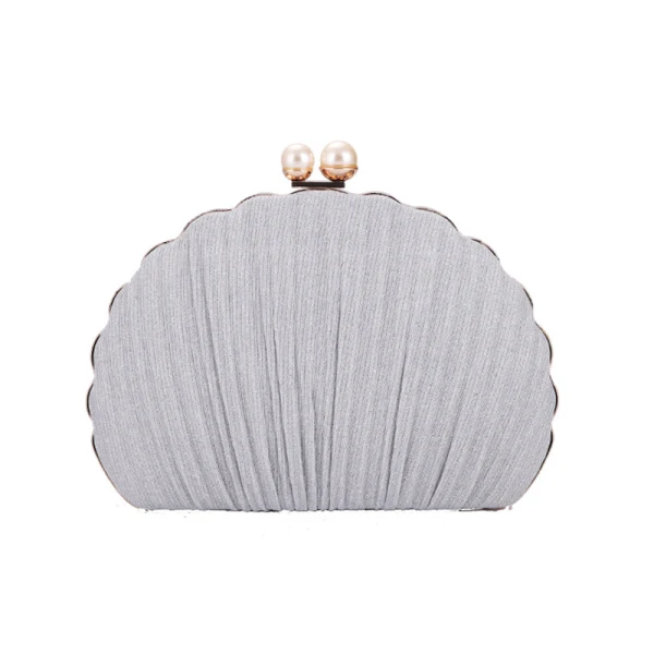 Chic / Beautiful Silver Ruffle Clutch Bags 2020 Metal Pearl