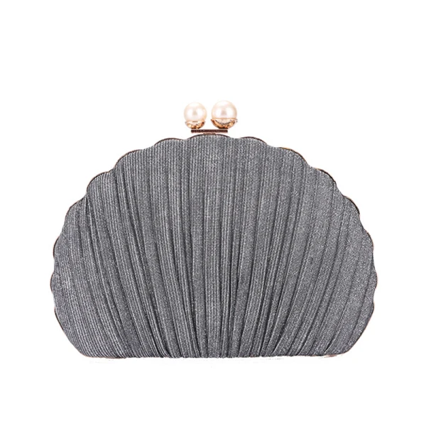Chic / Beautiful Silver Ruffle Clutch Bags 2020 Metal Pearl