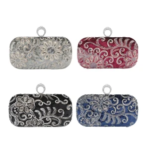 Estilo Chino Cuadradas Bolsas De Embrague 2020 Metal Rhinestone Lentejuelas Bordado
