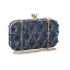 Sparkly Navy Blue Sequins Beading Square Clutch Bags 2020 Metal Rhinestone