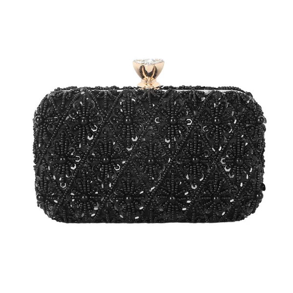 Sparkly Navy Blue Sequins Beading Square Clutch Bags 2020 Metal Rhinestone